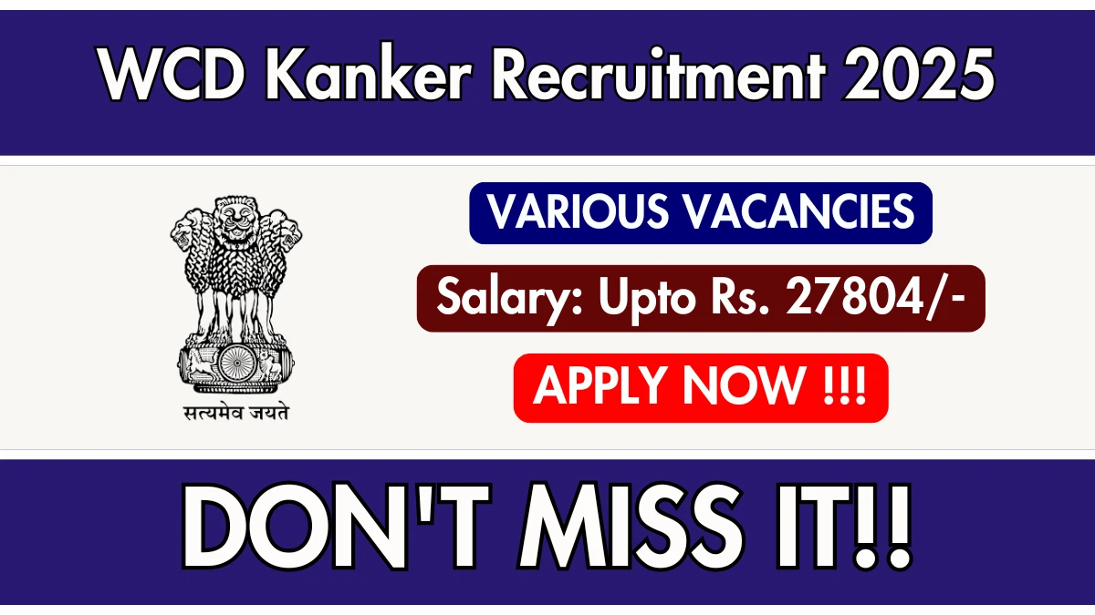 WCD Kanker Recruitment 2025 - Apply Offline for 04 Accountant, Outreach Worker and More Posts