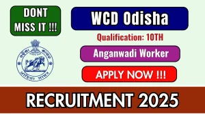 WCD Odisha Anganwadi Worker Recruitment 2025 - Apply Online for 01 Posts WCD Odisha Anganwadi Worker Recruitment 2025 - Apply Online for 01 Posts