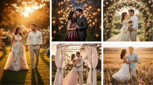 10 Qwen AI Photo Editing Prompts for Couple to Create Cinematic Aesthetic Garden...