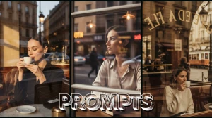 10 Qwen AI Photo Editing Prompts to Create Cinematic Glass Reflection Portraits with Luxury Café Aesthetic