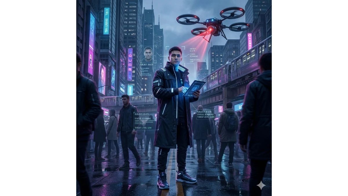 7 Google Gemini AI Photo Editing Prompts: Create Futuristic Cyberpunk Street Portraits with AI Surveillance Effects
