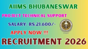AIIMS Bhubaneswar Project Technical Support I Recruitment 2026 - Apply Offline