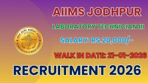 AIIMS Jodhpur Laboratory Technician III Recruitment 2026 – Walk in