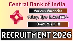 Central Bank of India Recruitment 2026 - Apply Offline for 05 Faculty, Office Assistant And More Posts