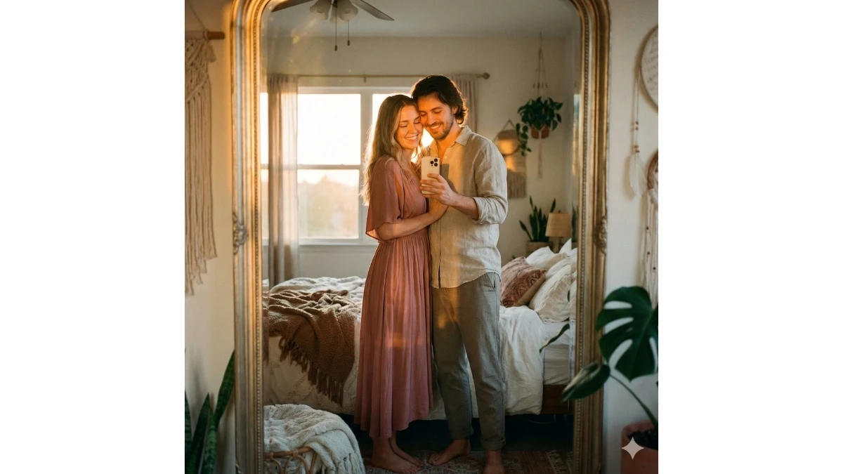 10 Best Google Gemini AI Photo Editing Prompts Copy Paste to Create Stylish Couple Mirror Selfie Portraits