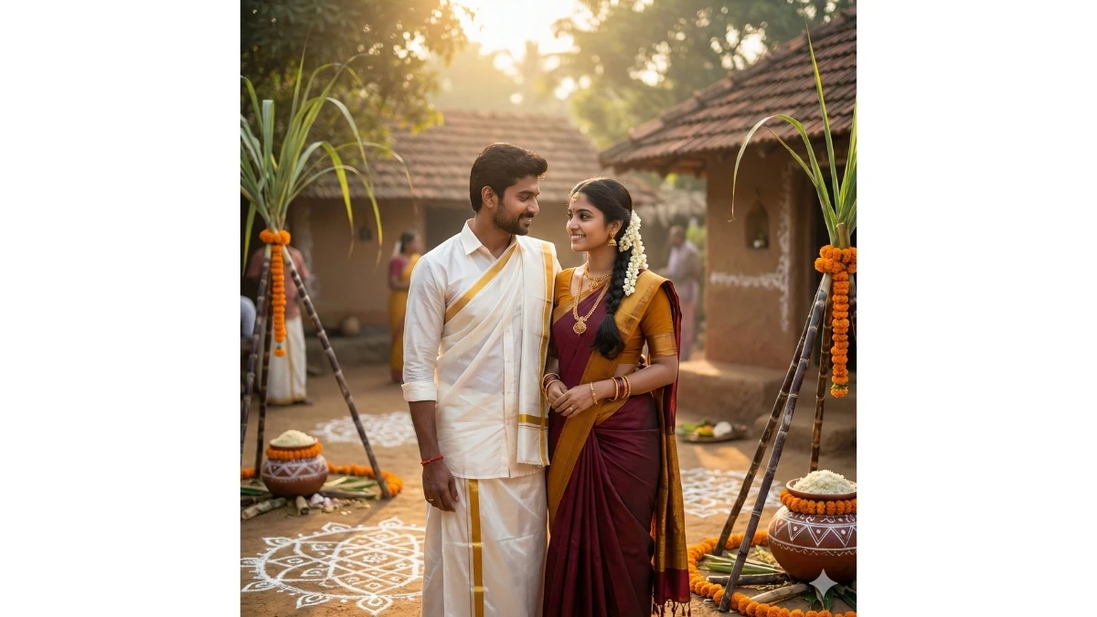 10 Google Gemini Pongal 2026 Special AI Photo Editing Prompts for Couples to Create Festive Traditional Portraits