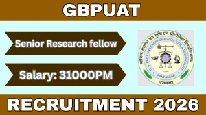 GBPUAT Senior Research fellow Recruitment 2026 - Apply Offline