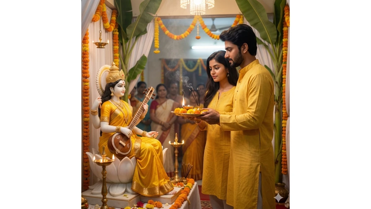 12 Google Gemini Saraswati Puja AI Photo Editing Prompts 2026: Create Basant Panchami Divine Portraits for Boys, Girls & Couples
