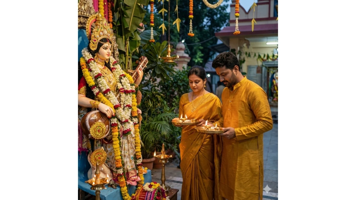 12 Google Gemini Saraswati Puja AI Photo Editing Prompts 2026: Create Basant Panchami Divine Portraits for Boys, Girls & Couples