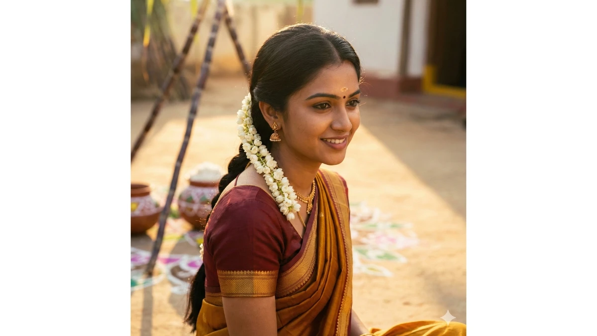 12 Google Gemini AI Pongal Photo Editing Prompts for Girls to Create Elegant Festive Portraits
