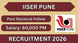 IISER Pune Post Doctoral Fellow Recruitment 2026 – Apply Online for 01 Posts