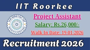 IIT Roorkee Project Assistant Recruitment 2026 – Walk in