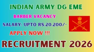 Indian Army DG EME Barber Recruitment 2026 - Apply Offline