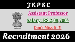 JKPSC Assistant Professor Recruitment 2026 - Apply Online for 10 Posts