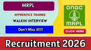 MRPL Graduate/Technician (Diploma)  Apprentice Trainee Recruitment 2026 – Walk in