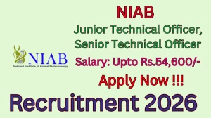 NIAB Recruitment 2026 - Apply Online for 13 Junior Technical Officer, Senior Technical Officer Posts