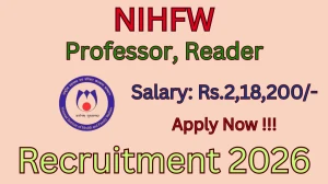 NIHFW Recruitment 2026 - Apply Online for Professor, Reader Posts