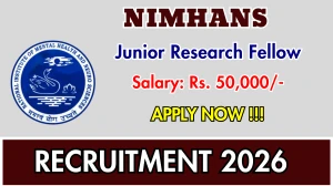 NIMHANS Junior Research Fellow Recruitment 2026 – Walk in for 04 Posts