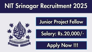 NIT Srinagar Junior Project Fellow Recruitment 2026 - Apply Offline