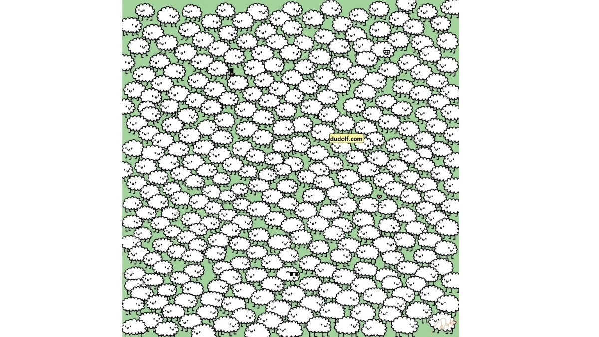 Optical Illusion Challenge: Can You Spot the Three Hidden Clouds Among the Sheep in 10 Seconds?