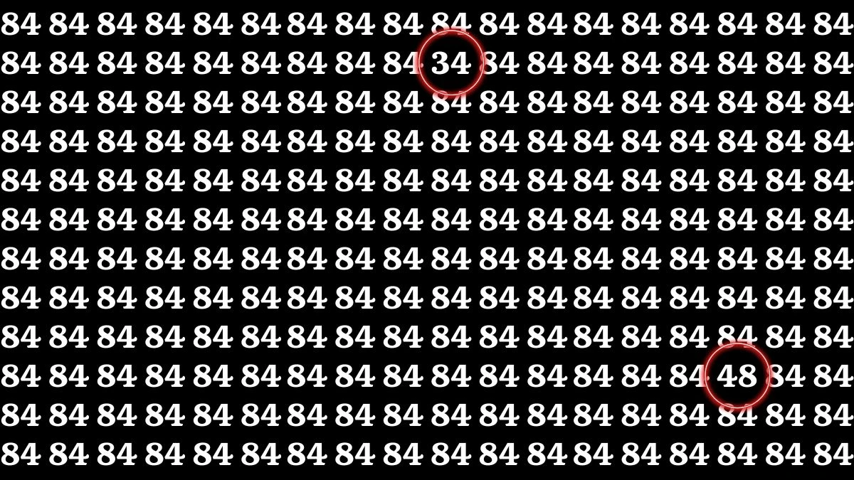Optical Illusion Eye Challenge: Within 8 Seconds Spot the Number 48 and 34 among 84