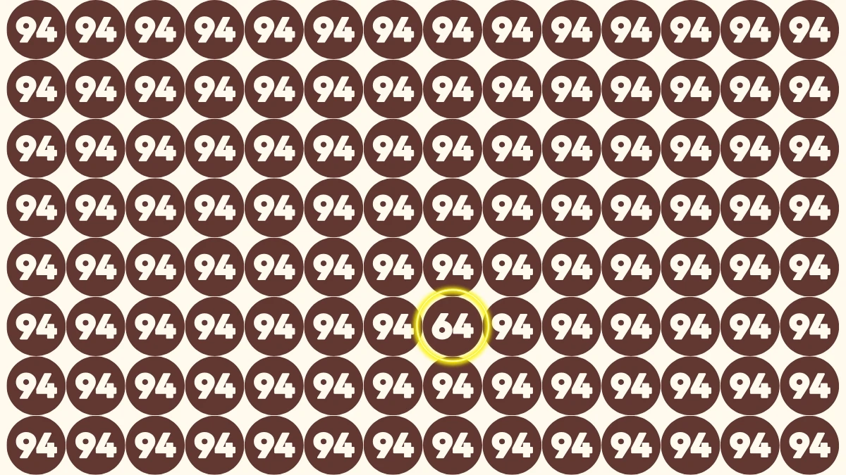 Optical Illusion Find it Out: Within 5 Seconds Spot The Number 64 among 94