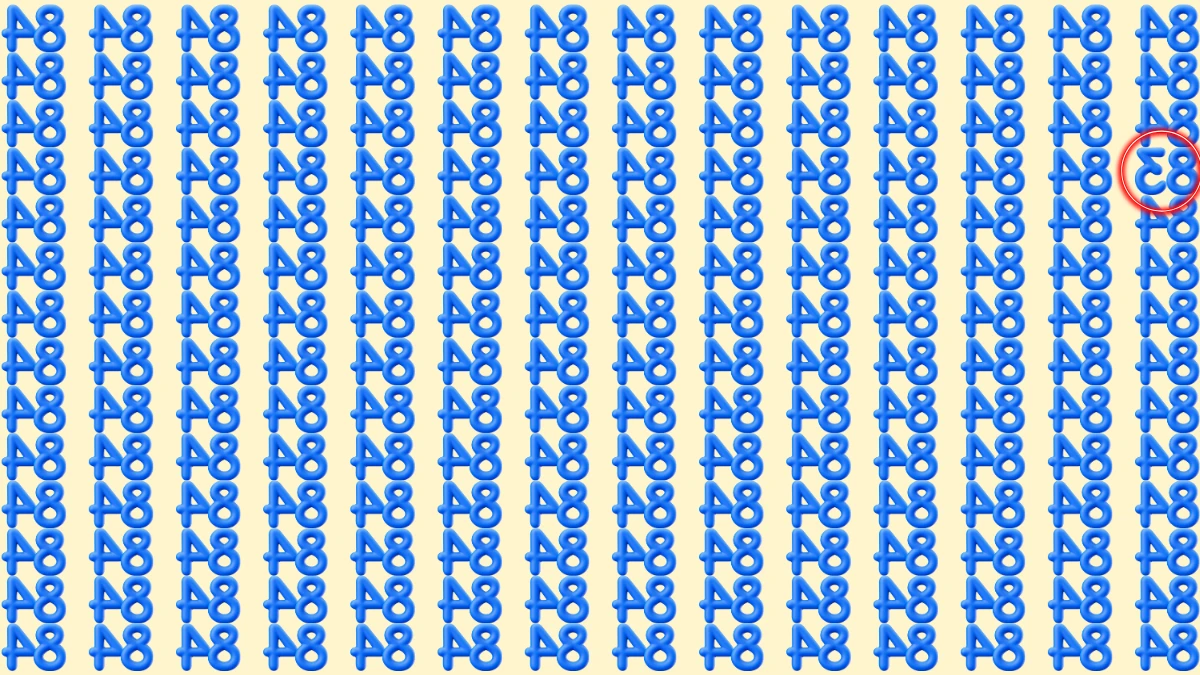 Optical illusion IQ Test: Can You Spot the Inverted 83 among Inverted 84 in 8 Seconds