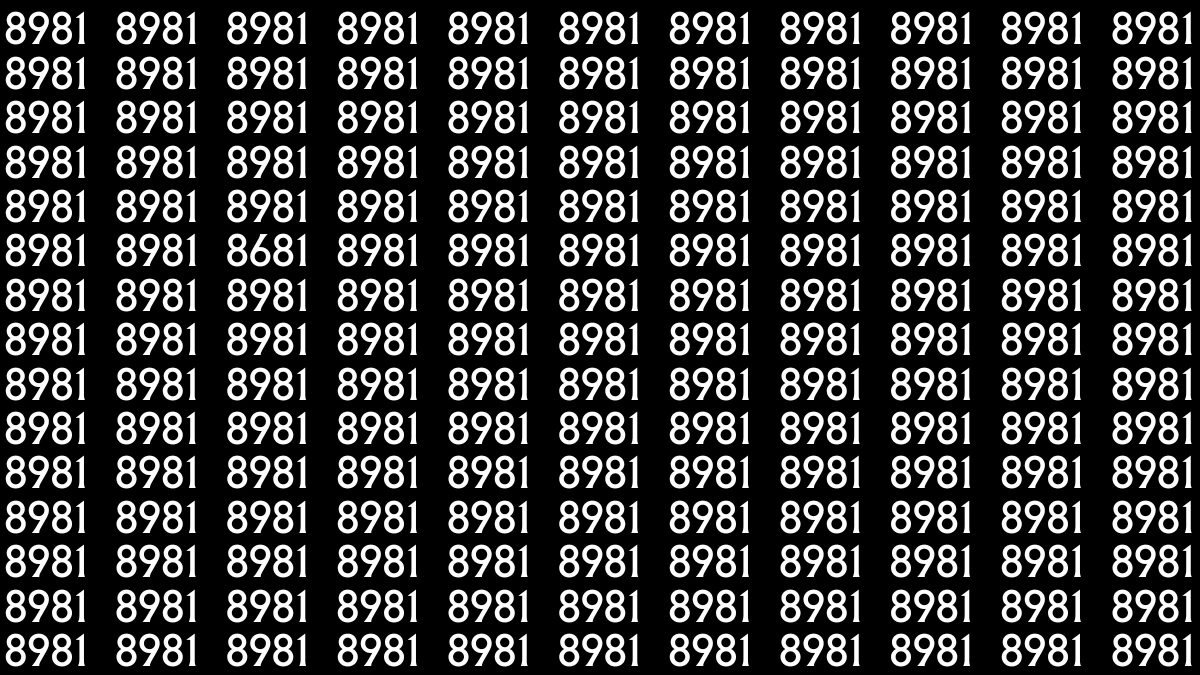 Optical Illusion IQ Test: Can You Spot the Number 8681 Among 8981 in 8 Seconds?