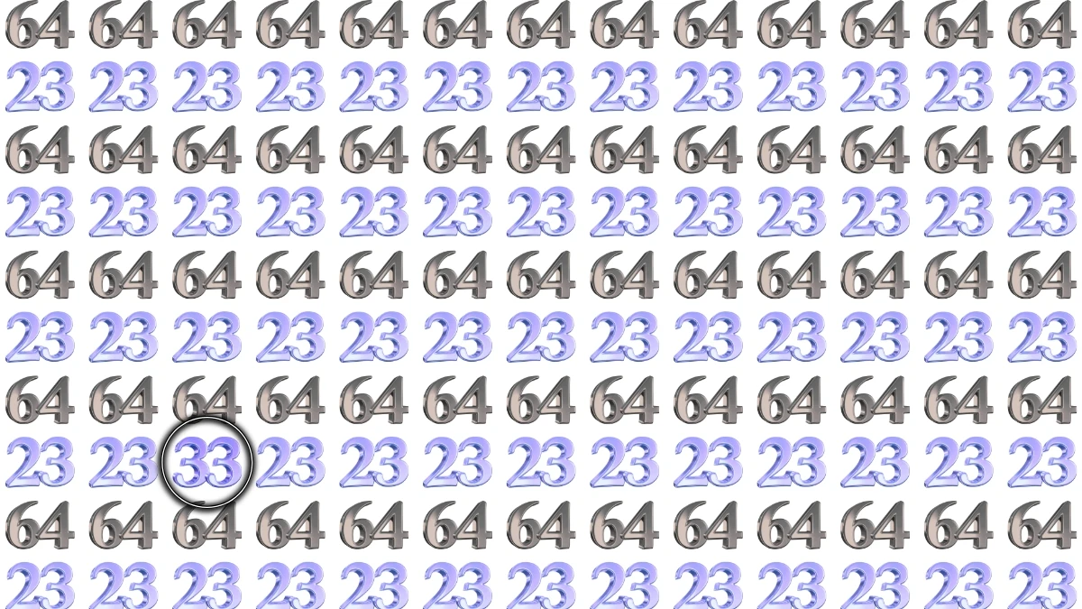 Optical Illusion: Within 5 Seconds, Can You Spot the Number 33 Among 64 and 23?