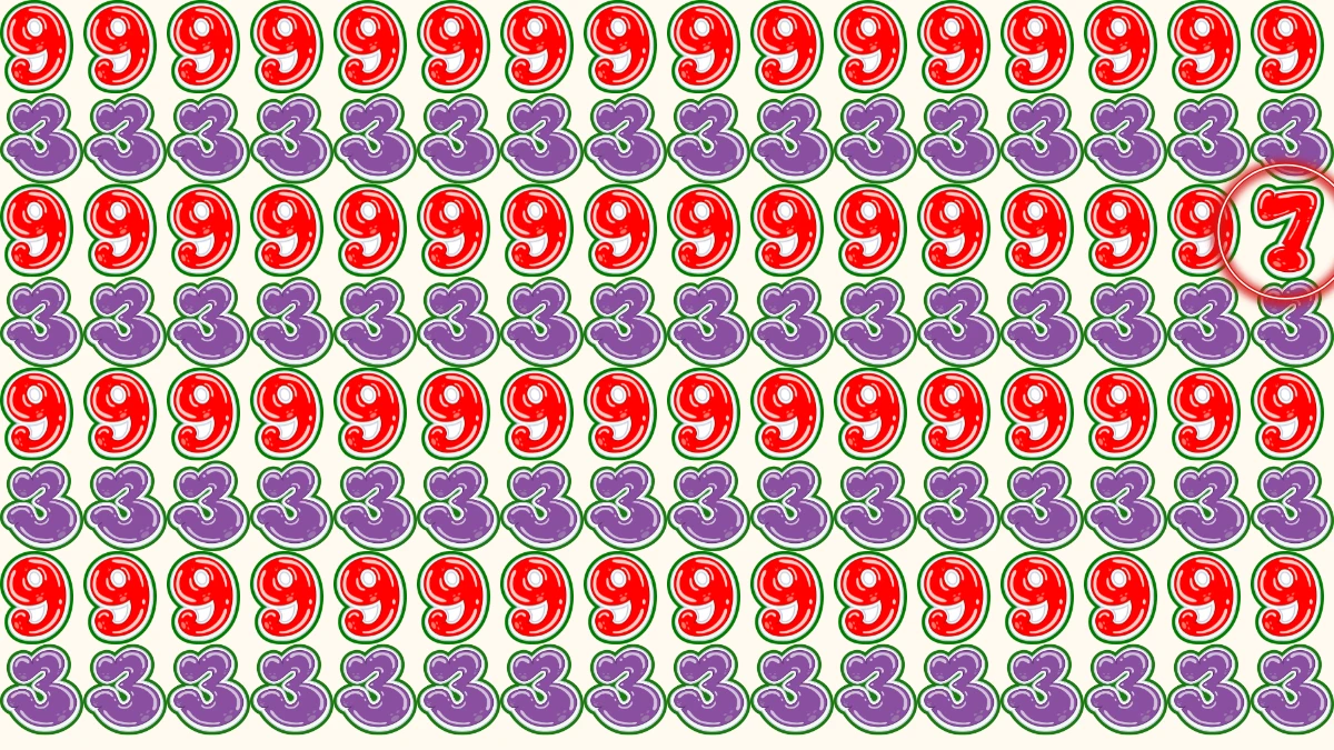 Optical Illusion: Within 5 Seconds Spot the Number 7 among 9 and 3
