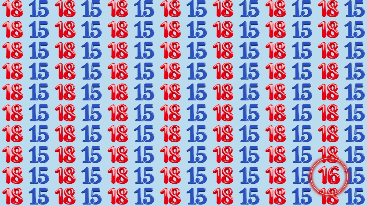 Optical Illusion: Within 8 Seconds Spot the Number 16 among 18 and 15