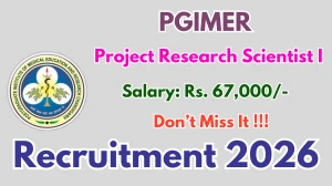 PGIMER Project Research Scientist I Recruitment 2026 – Apply Online