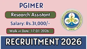 PGIMER Research Assistant Recruitment 2026 – Walk in