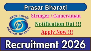 Prasar Bharati Recruitment 2026 - Apply Offline for Stringer / Cameraman Posts