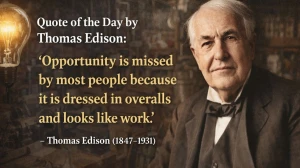 Quote of the Day by Thomas Edison: 'Opportunity is missed by most people because...