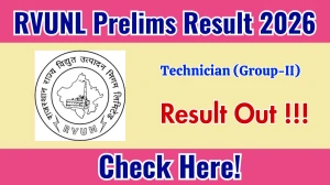 RVUNL Technician (Group-II) Prelims Result 2026 OUT - Download Scorecard & Merit List PDF