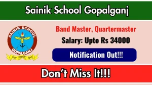 Sainik School Gopalganj Recruitment 2026 - Apply Offline for 02 Band Master, Quartermaster Posts