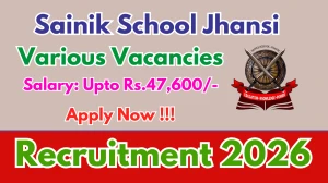Sainik School Jhansi Recruitment 2026 - Apply Offline for 04 PGT, Lab Assistant Physics And More Posts