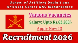 School of Artillery Devlali and Artillery Centre NRC Maharashtra Recruitment 2026 - Apply Offline for 06 Fireman, Syce And More Posts