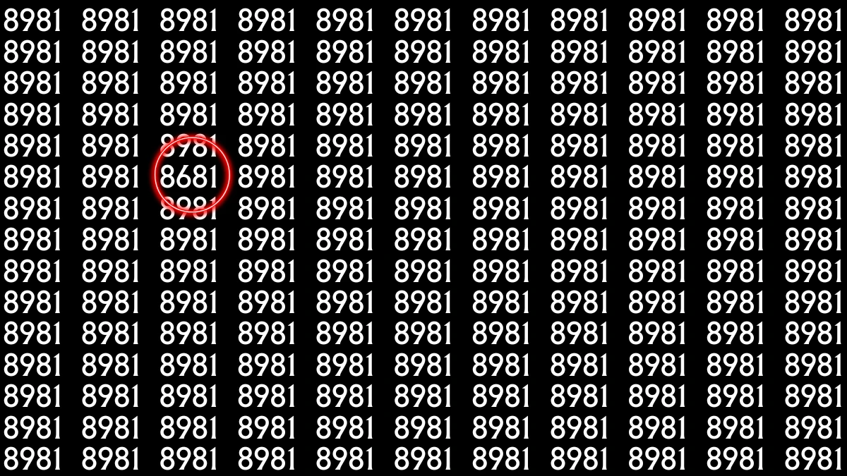Optical Illusion IQ Test: Can You Spot the Number 8681 Among 8981 in 8 Seconds?
