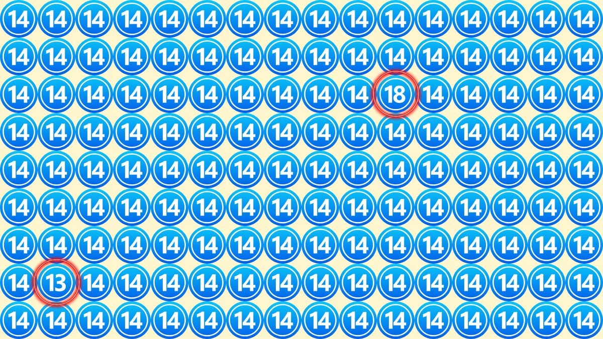 Optical Illusion Eye Challenge: within 8 Seconds Spot the Number 18 and 13 among 14