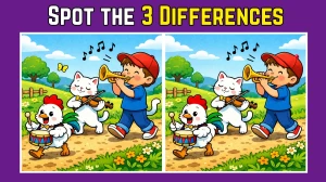 Spot the Difference: Can you spot 3 differences between the Boy Playing Instrume...