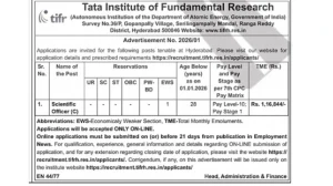 TIFR Scientific Officer Recruitment 2026 - Apply Online