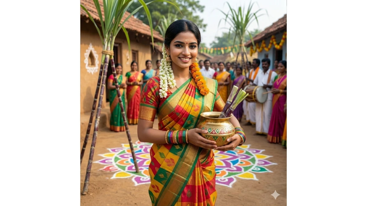 12 Google Gemini AI Pongal Photo Editing Prompts for Girls to Create Elegant Festive Portraits