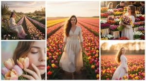 13 Qwen AI Photo Editing Prompts for Girls to Create Cinematic Dreamy Tulip Garden HD Portraits