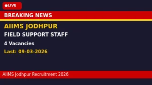 AIIMS Jodhpur Field Support Staff Recruitment 2026 - Walkin