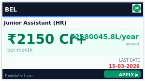 BEL Junior Assistant Recruitment 2026 - Apply Offline BEL Junior Assistant Recruitment 2026 - Apply Offline