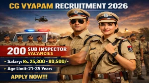 CG Vyapam Sub Inspector Recruitment 2026 - Apply Online for 200 Posts