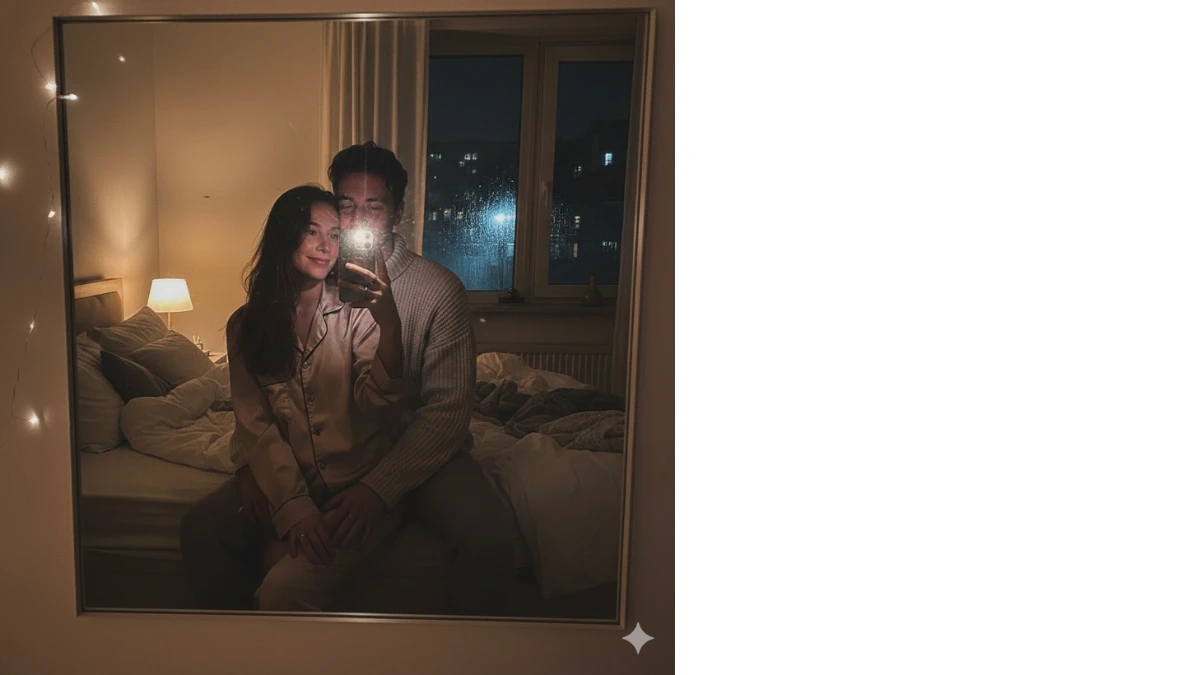10 Viral Couple Mirror Selfie AI Prompts for Aesthetic 4K HD Portraits