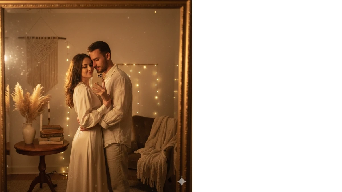10 Viral Couple Mirror Selfie AI Prompts for Aesthetic 4K HD Portraits